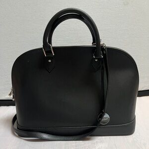 PULICATI Leather Large Domed Satchel Tote Black Pink Womens Italy